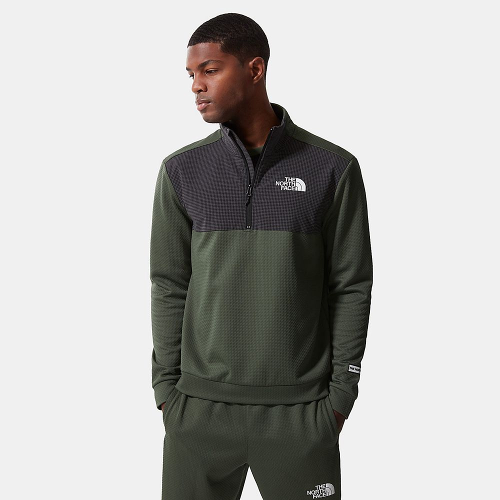 The North Face Fleece Jacket Mens Australia - The North Face Mountain Athletics Quarter-Zip Green Hi